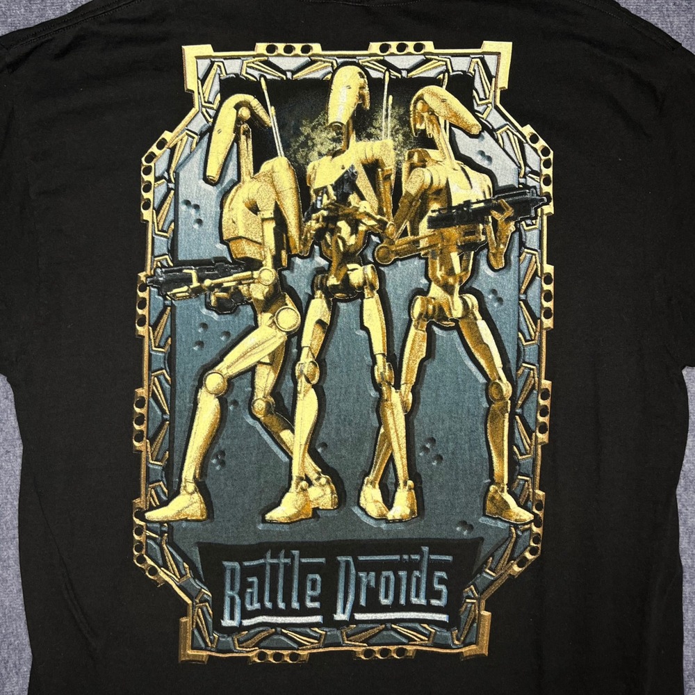 Vintage Star Wars Episode I Battle Droids T-Shirt Delta Pro Weight XL Black 90s